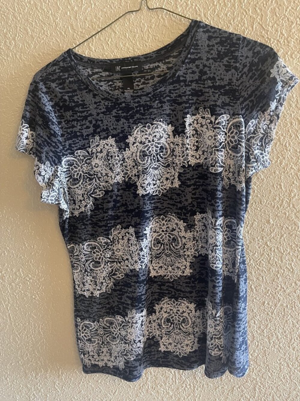 Blue Burnout Material Tee Shirt